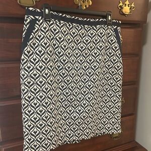 The Limited Navy and White Geometric Pencil Skirt